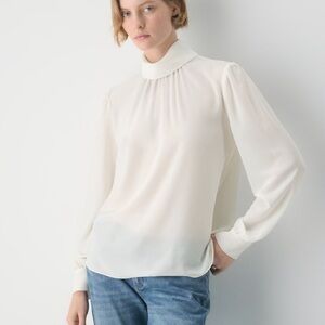 Aritzia Cream High-Neck Blouse